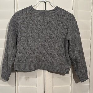 Aster Grey Cropped  Cable Knit Women's Sweater Sz: L